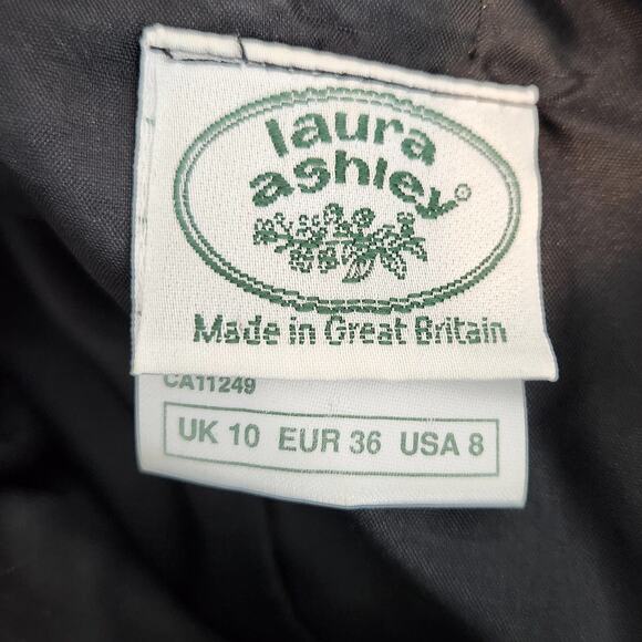 Vintage 80s Laura Ashley Black Velvet and Burgundy Taffeta Dress - Picture 2 of 7